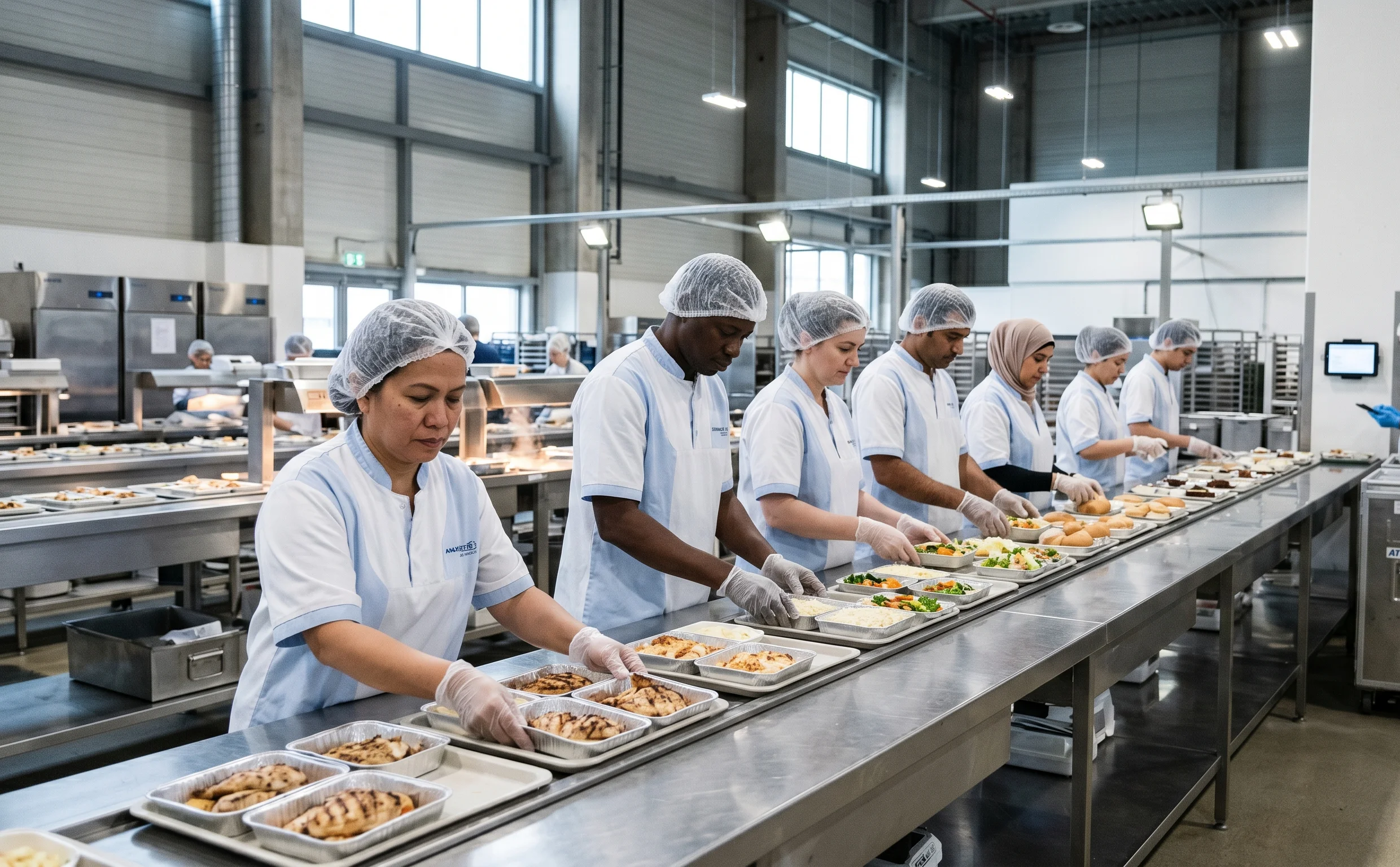 Team-Koordination an der Produktionslinie im Airline-Catering: HACCP-Eigenkontrollen im Schichtbetrieb