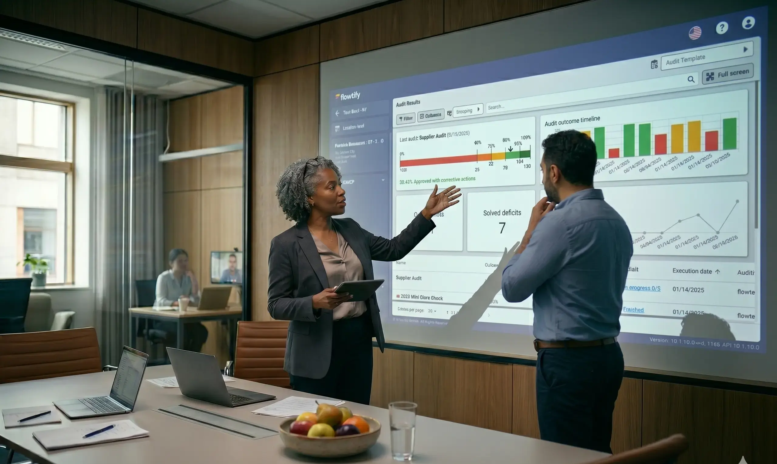 Audit-Trendanalyse in der Zentrale eines Qualitätsmanagement-Teams