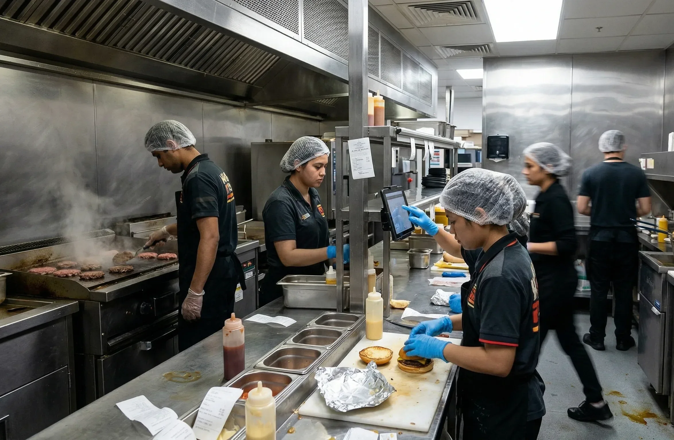 Task management workflow in a QSR kitchen for food safety